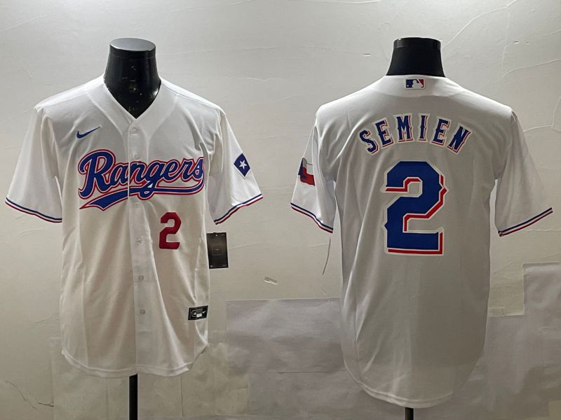 Men Texas Rangers #2 Semien White Game 2025 Nike MLB Jersey style 4